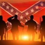 Governor STRIPS Confederate Groups — Tax Breaks GONE… Silhouetted soldiers saluting against a sunset backdrop with a Confederate flag