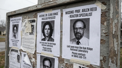 Bulletin board displaying missing person posters for two professionals