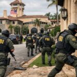 MAR-A-LAGO RAID SHOCKER – DOJ Emails Unveiled… FBI agents in tactical gear approaching a building during a raid