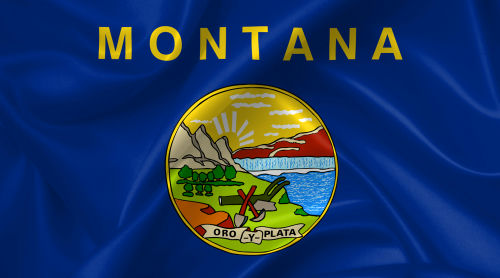 shutterstock1536618527jpg Montana state flag with emblem, Oro y Plata.