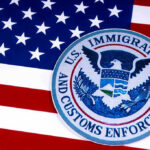 Foreign Activist Hits Teen — Gets Booted U.S. Immigration and Customs Enforcement emblem on American flag.