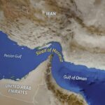 Iran Slams Hormuz Shut — Markets Flinch Map highlighting the Strait of Hormuz between Iran and the Arabian Peninsula
