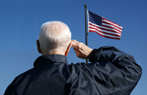 shutterstock772898548jpg Elderly man saluting the American flag