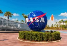 Australia Fines NASA For Space Junk NASA globe sign at visitor complex entrance
